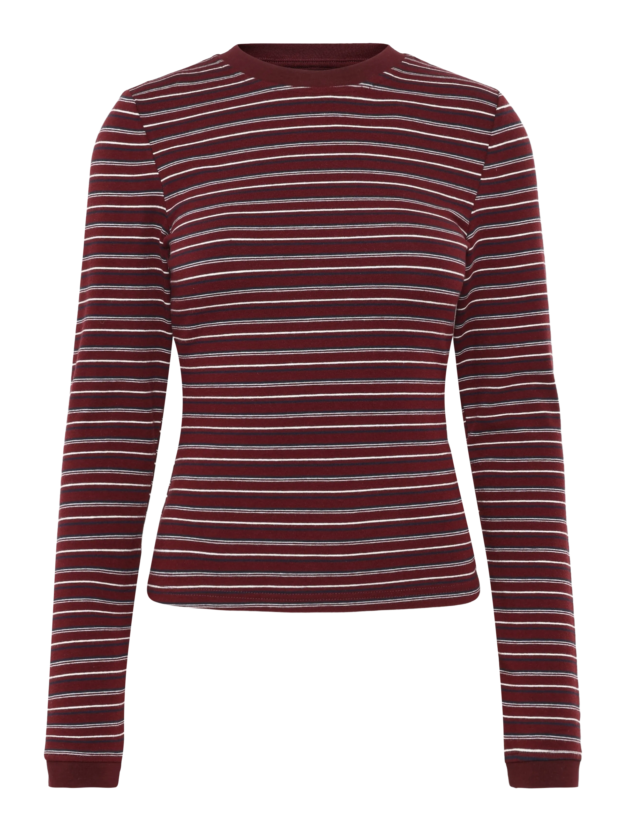 Noella N-Mykel LS Top - Langärmlige Tops - DIZZY BURGUNDY STRIPE / burgundy