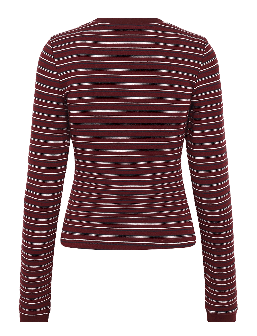 Noella - N-Mykel LS Top - langärmlige tops - dizzy burgundy stripe - 1