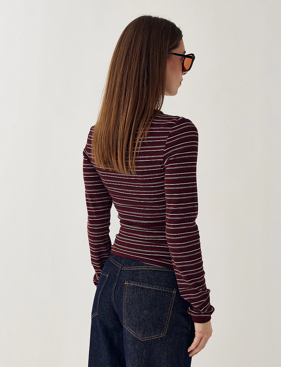 Noella - N-Mykel LS Top - langärmlige tops - dizzy burgundy stripe - 3