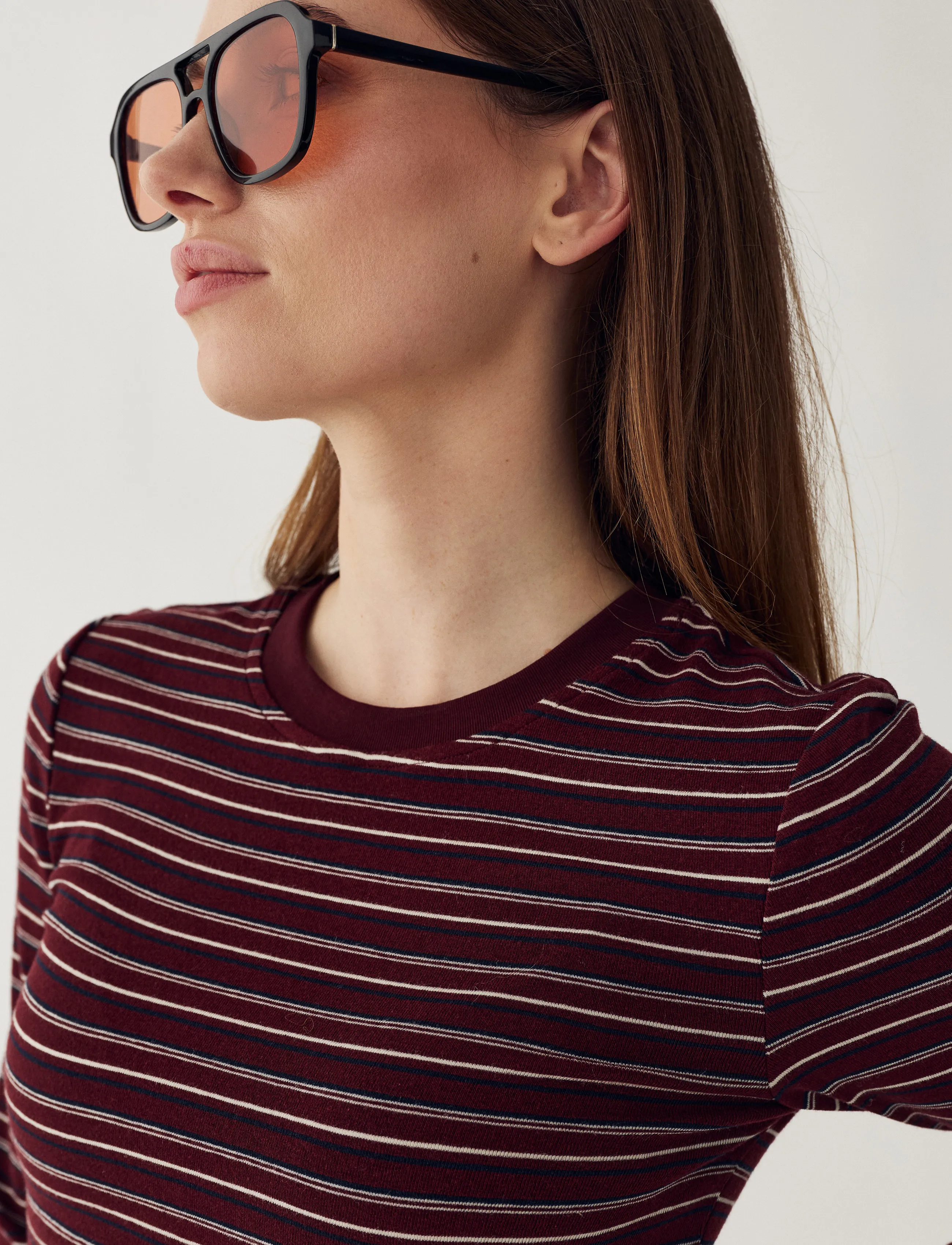 Noella - N-Mykel LS Top - langärmlige tops - dizzy burgundy stripe - 4