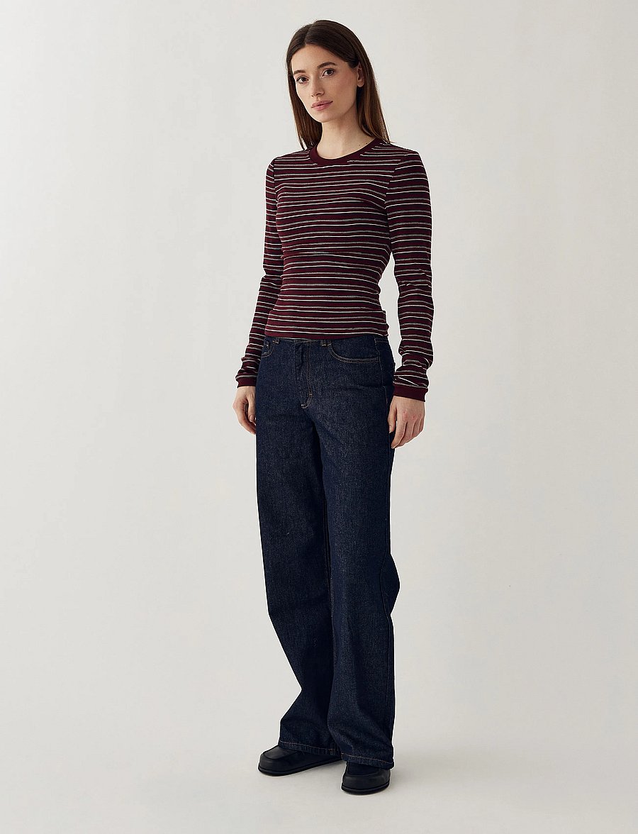 Noella - N-Mykel LS Top - langärmlige tops - dizzy burgundy stripe - 5