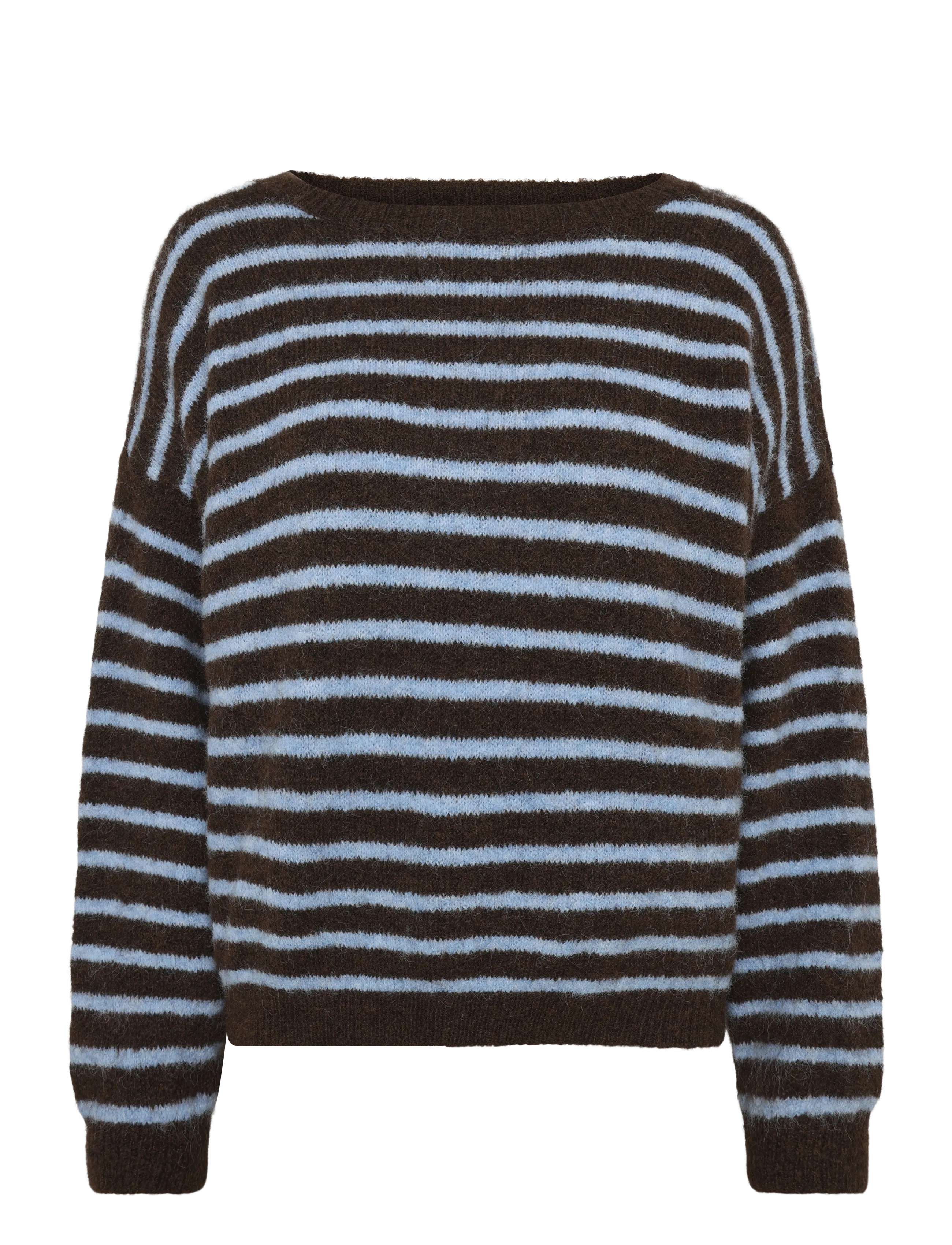 Noella N-Mafalda Knit - Stickat - BROWN BLUE STRIPE / brown