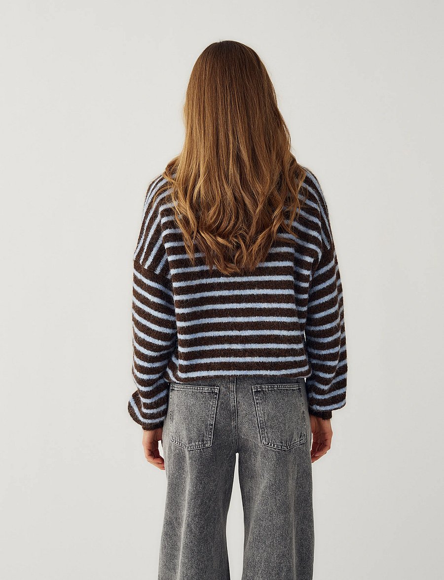 Noella - N-Mafalda Knit - pullover - brown blue stripe - 5