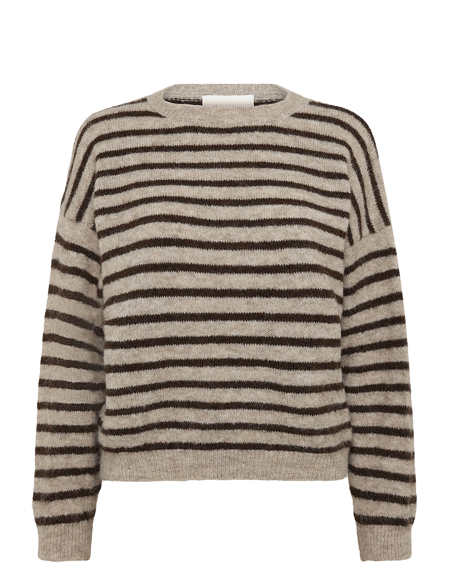 Noella - N-Mafalda Knit - striktrøjer - brown sand stripe - 1