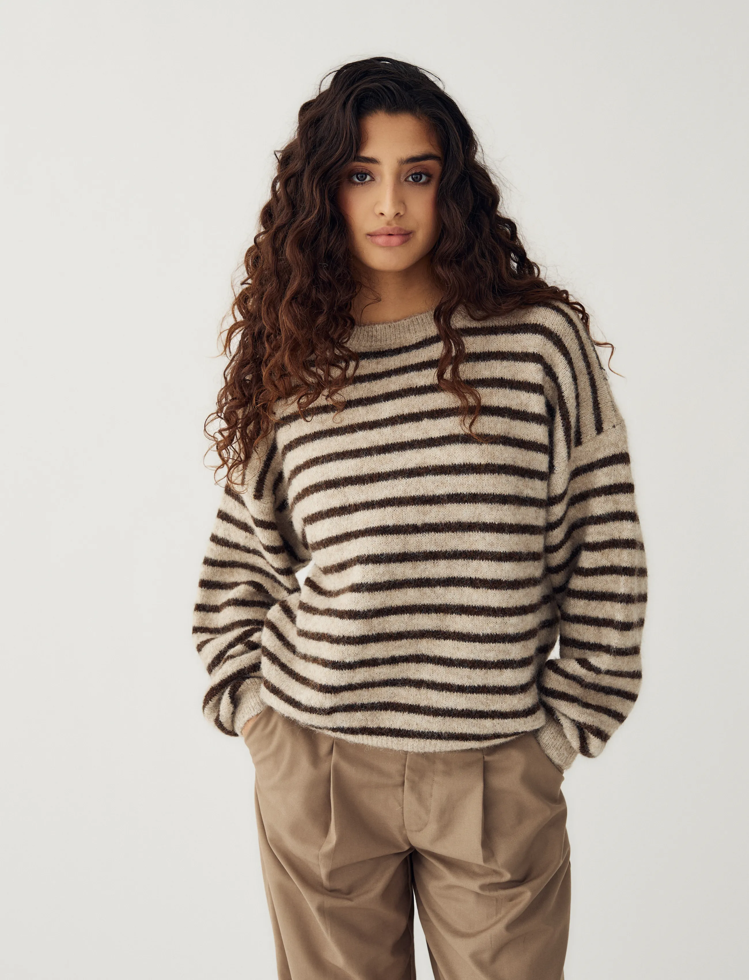 Noella N-Mafalda Knit, M/L, Beige, Strik > Trøjer, Dame