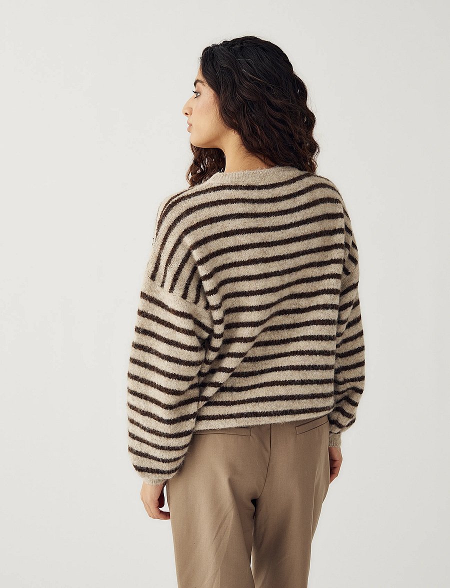 Noella - N-Mafalda Knit - striktrøjer - brown sand stripe - 5