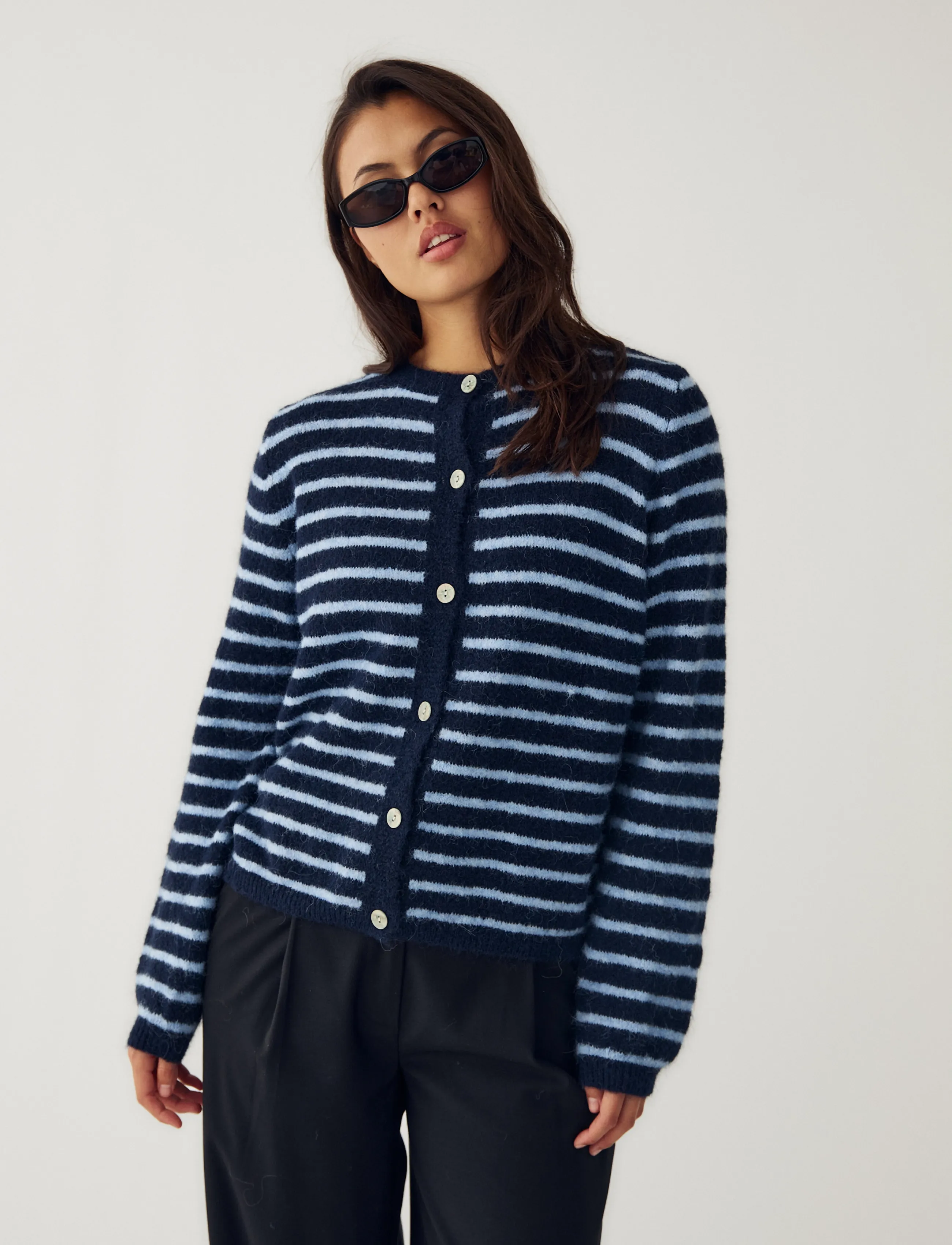Noella N-Mertice Knit Cardigan - Noella - BLUE STRIPE / navy