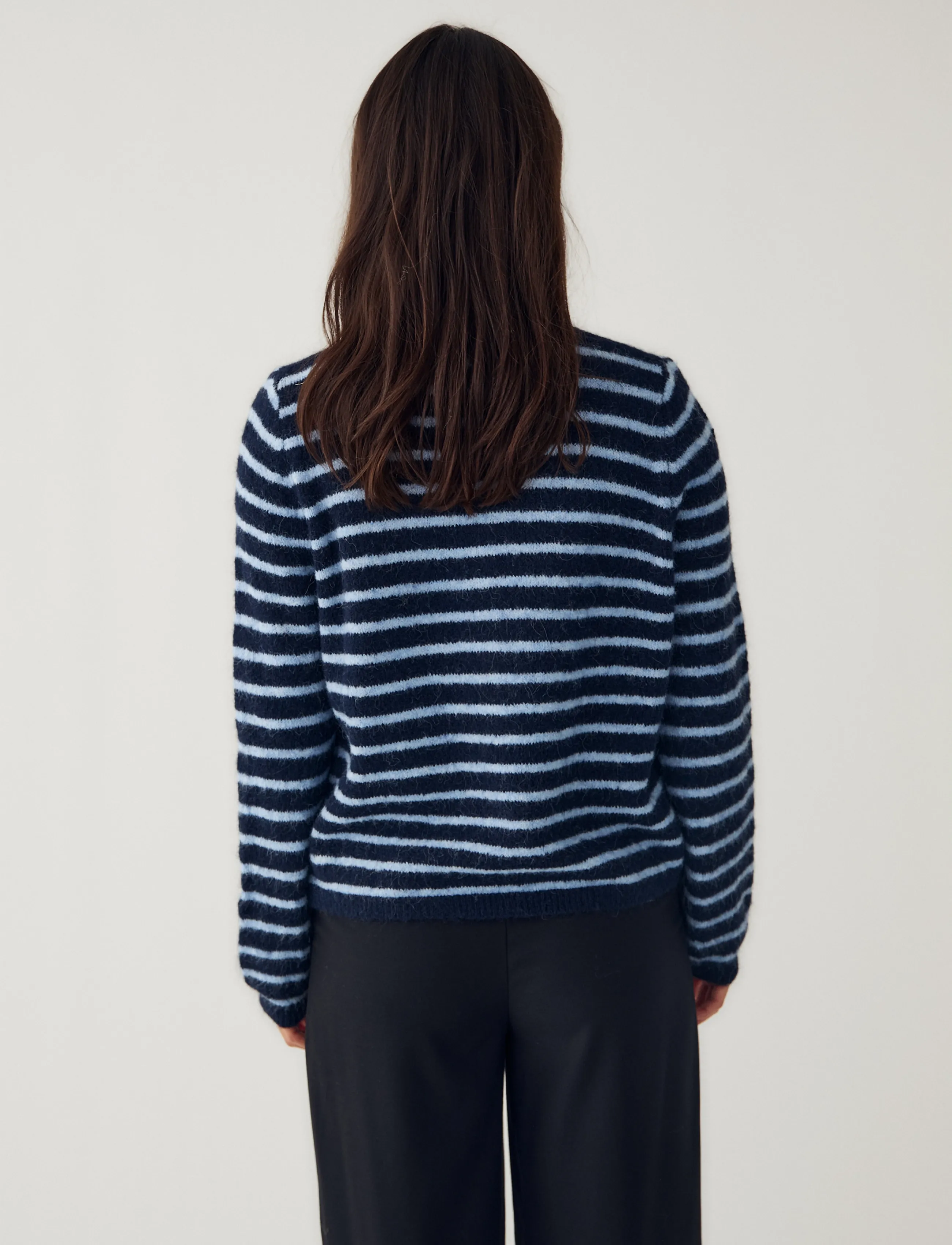 Noella - N-Mertice Knit Cardigan - strickjacken - blue stripe - 3
