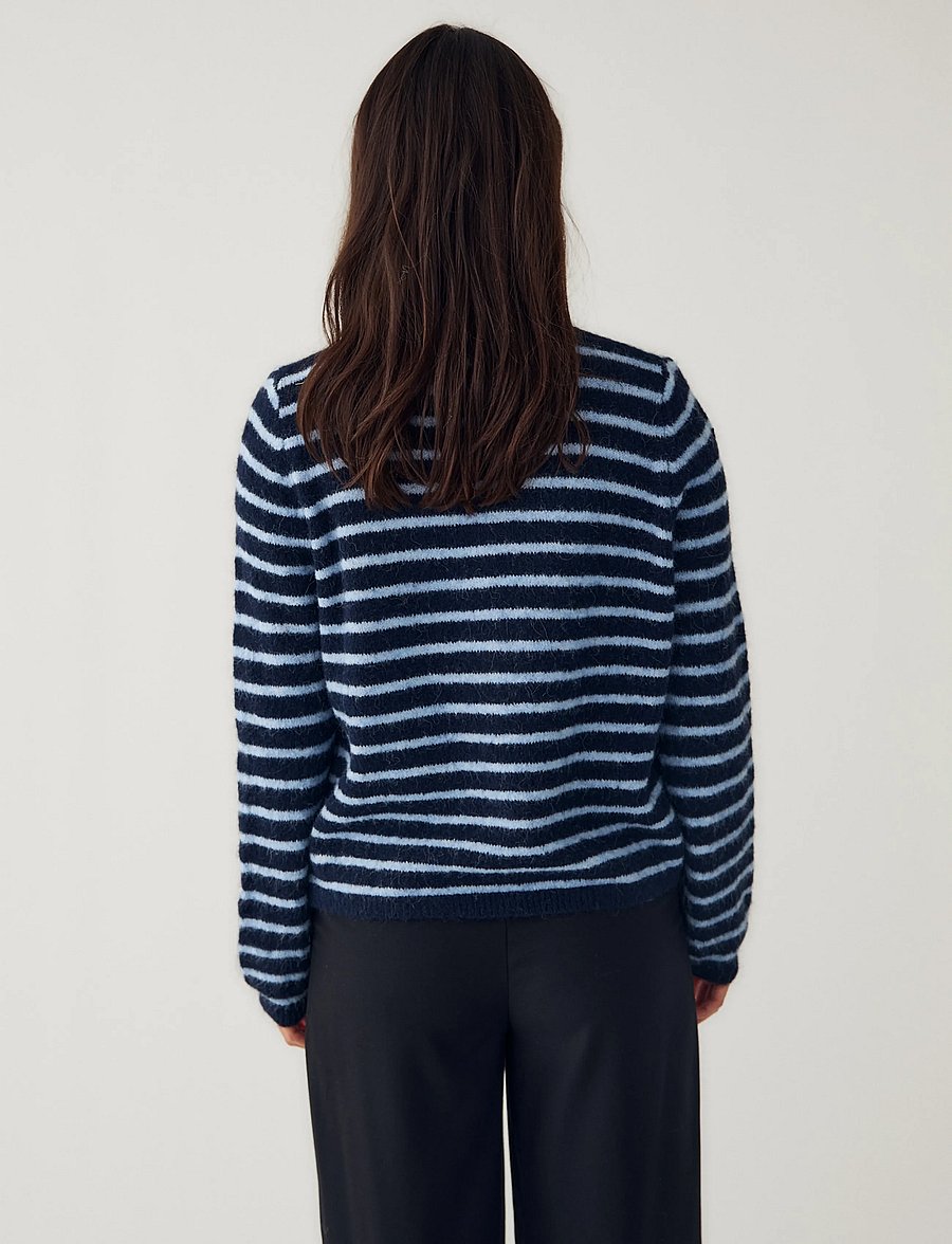 Noella - N-Mertice Knit Cardigan - strickjacken - blue stripe - 3