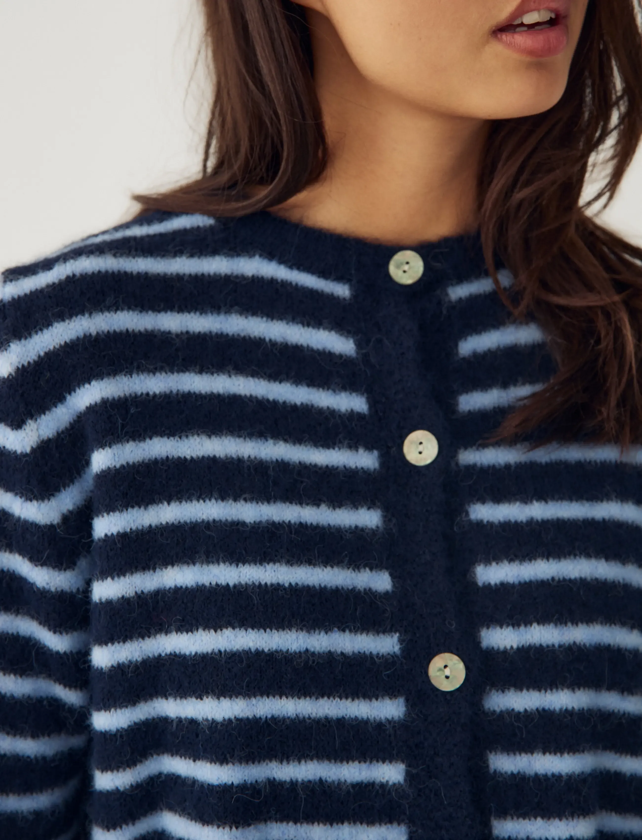 Noella - N-Mertice Knit Cardigan - strickjacken - blue stripe - 5