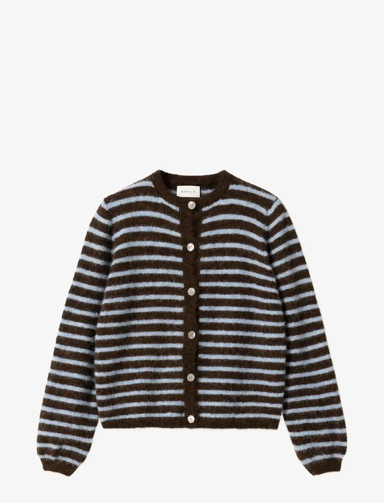 Noella - N-Mertice Knit Cardigan - cardigans - brown blue stripe - 1