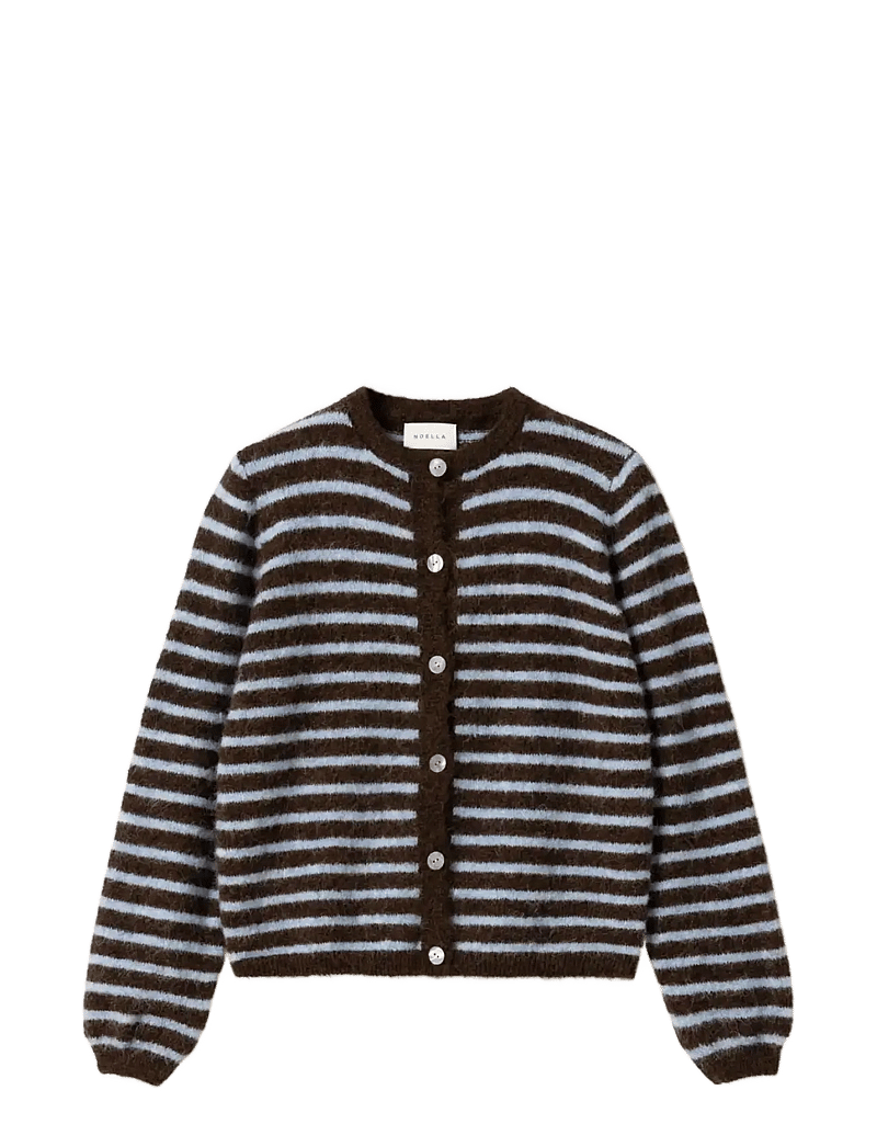 Noella - N-Mertice Knit Cardigan - cardigans - brown blue stripe - 1