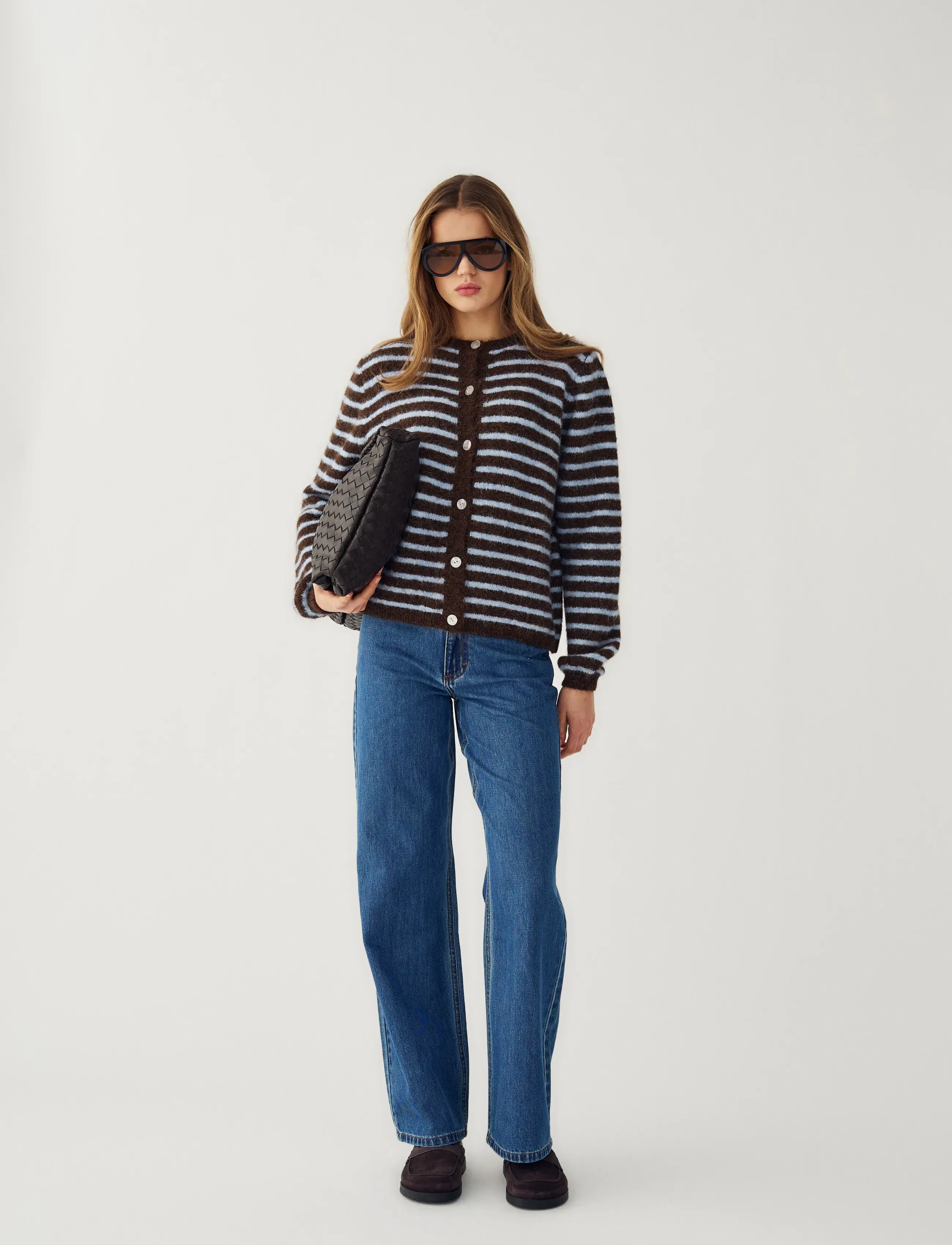 Noella N-Mertice Knit Cardigan - Noella - BROWN BLUE STRIPE / brown