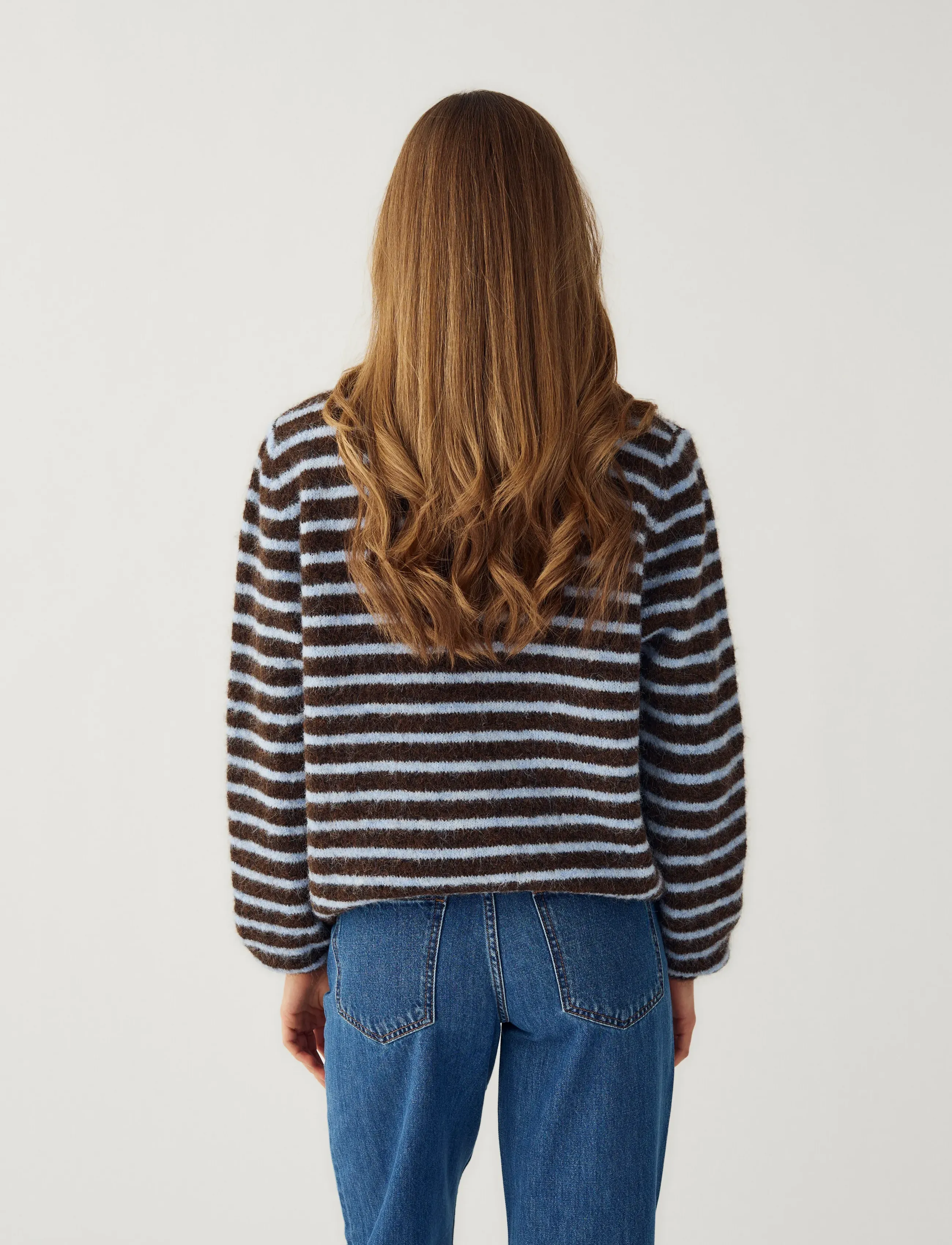 Noella - N-Mertice Knit Cardigan - cardigans - brown blue stripe - 3