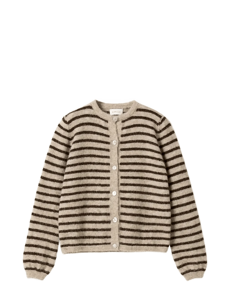 Noella - N-Mertice Knit Cardigan - strickjacken - brown sand stripe - 1