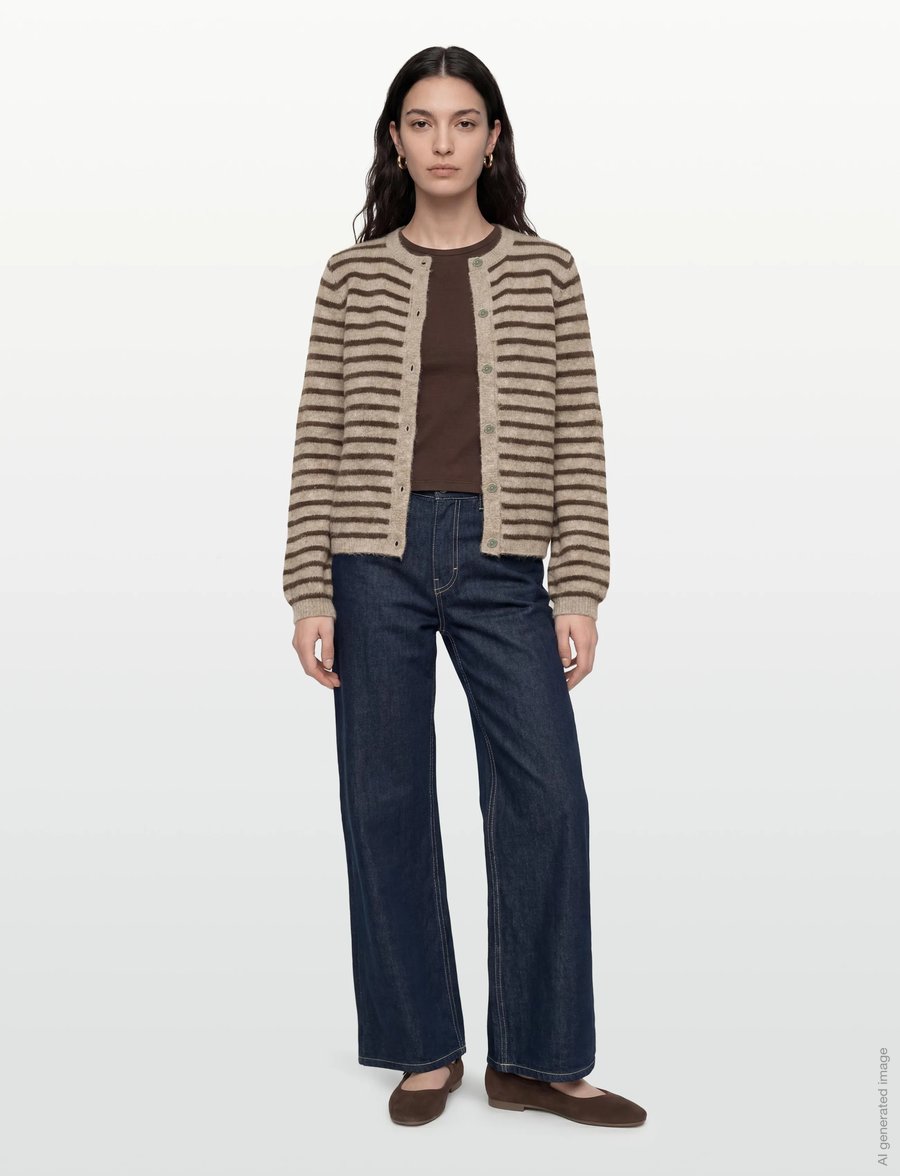 Noella - N-Mertice Knit Cardigan - strickjacken - brown sand stripe - 0