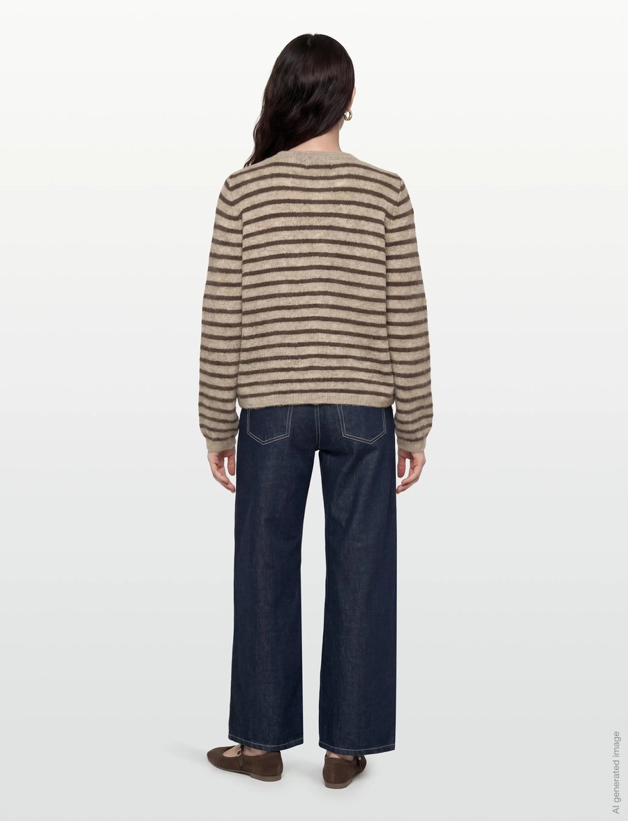Noella - N-Mertice Knit Cardigan - strickjacken - brown sand stripe - 4