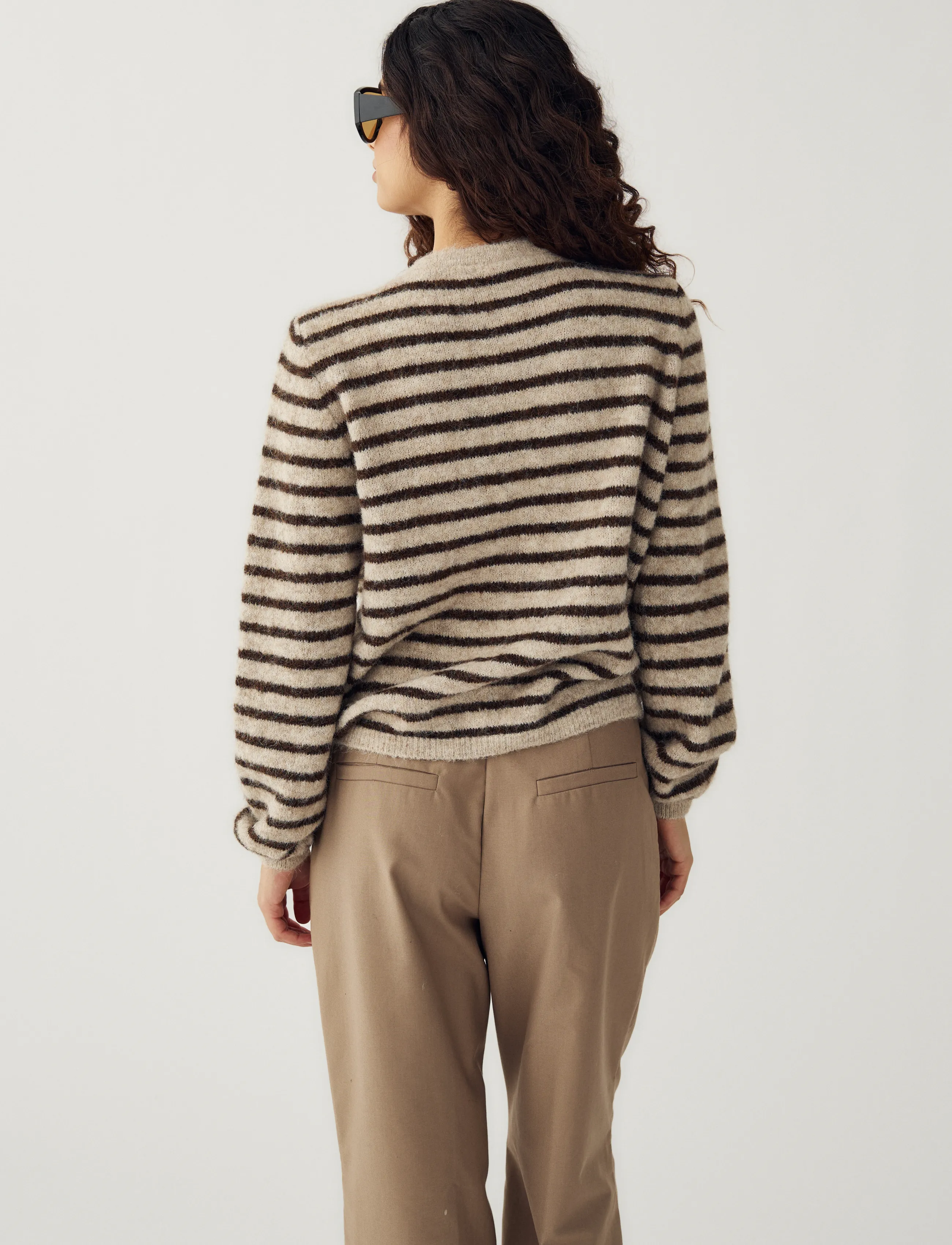 Noella - N-Mertice Knit Cardigan - cardigans - brown sand stripe - 5