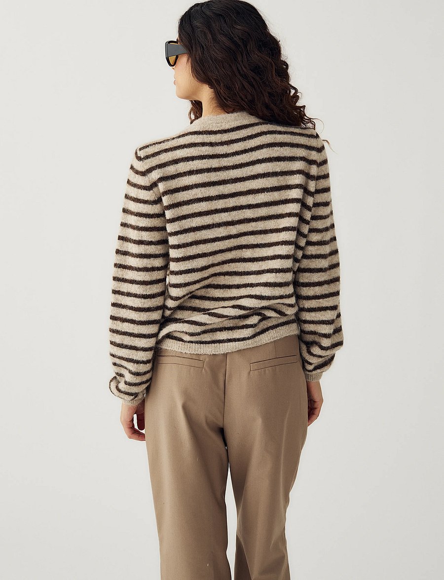 Noella - N-Mertice Knit Cardigan - cardigans - brown sand stripe - 5