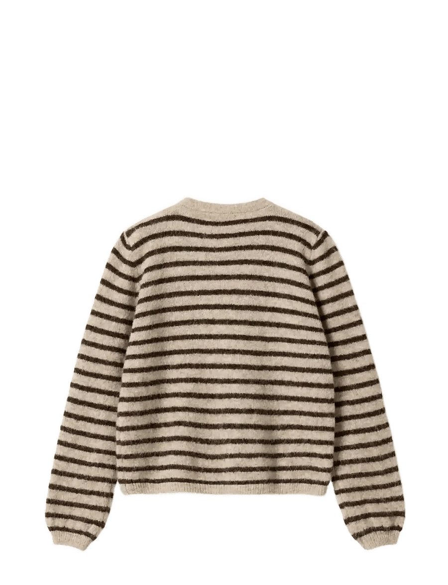 Noella - N-Mertice Knit Cardigan - strickjacken - brown sand stripe - 2
