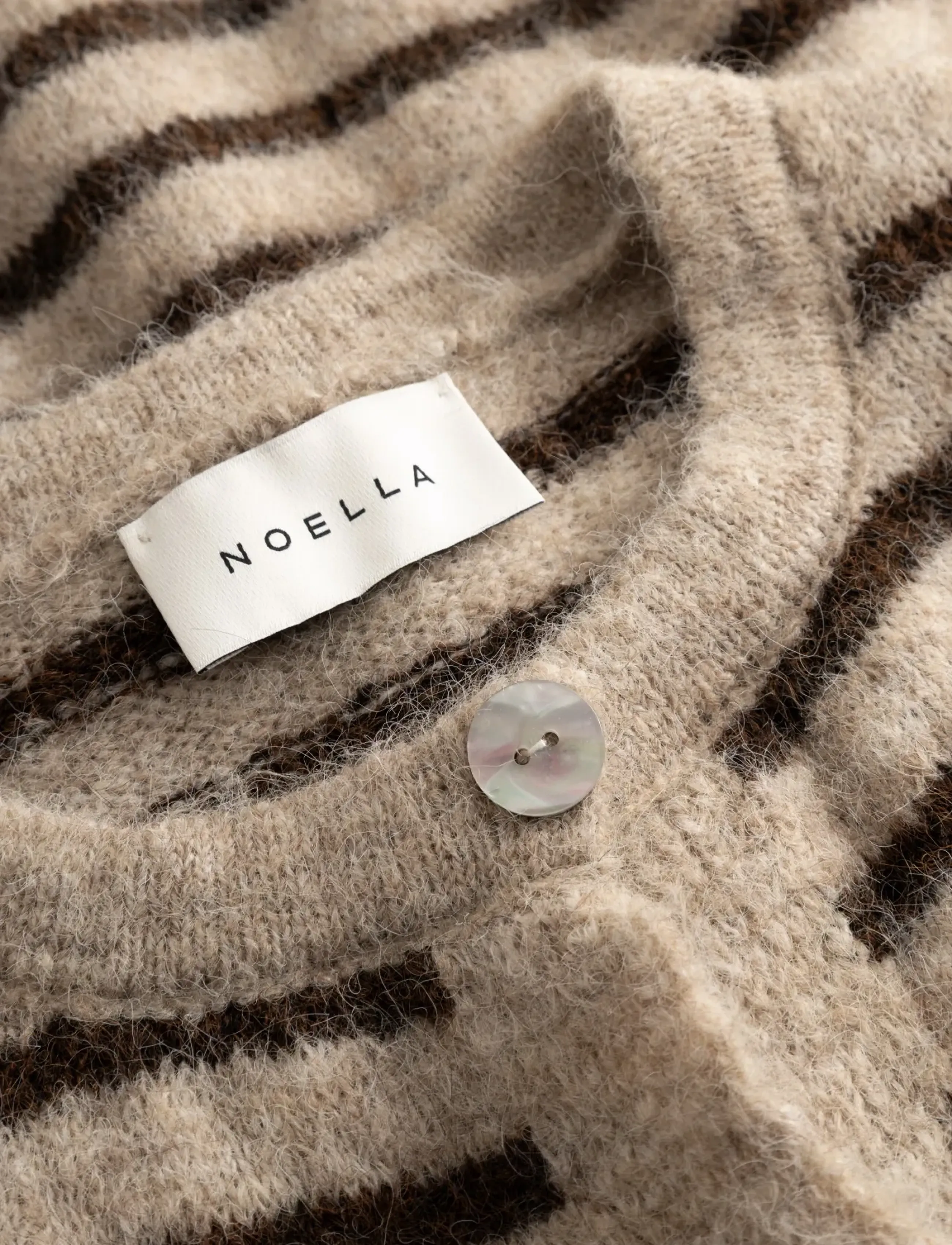 Noella - N-Mertice Knit Cardigan - kardiganid - brown sand stripe - 5