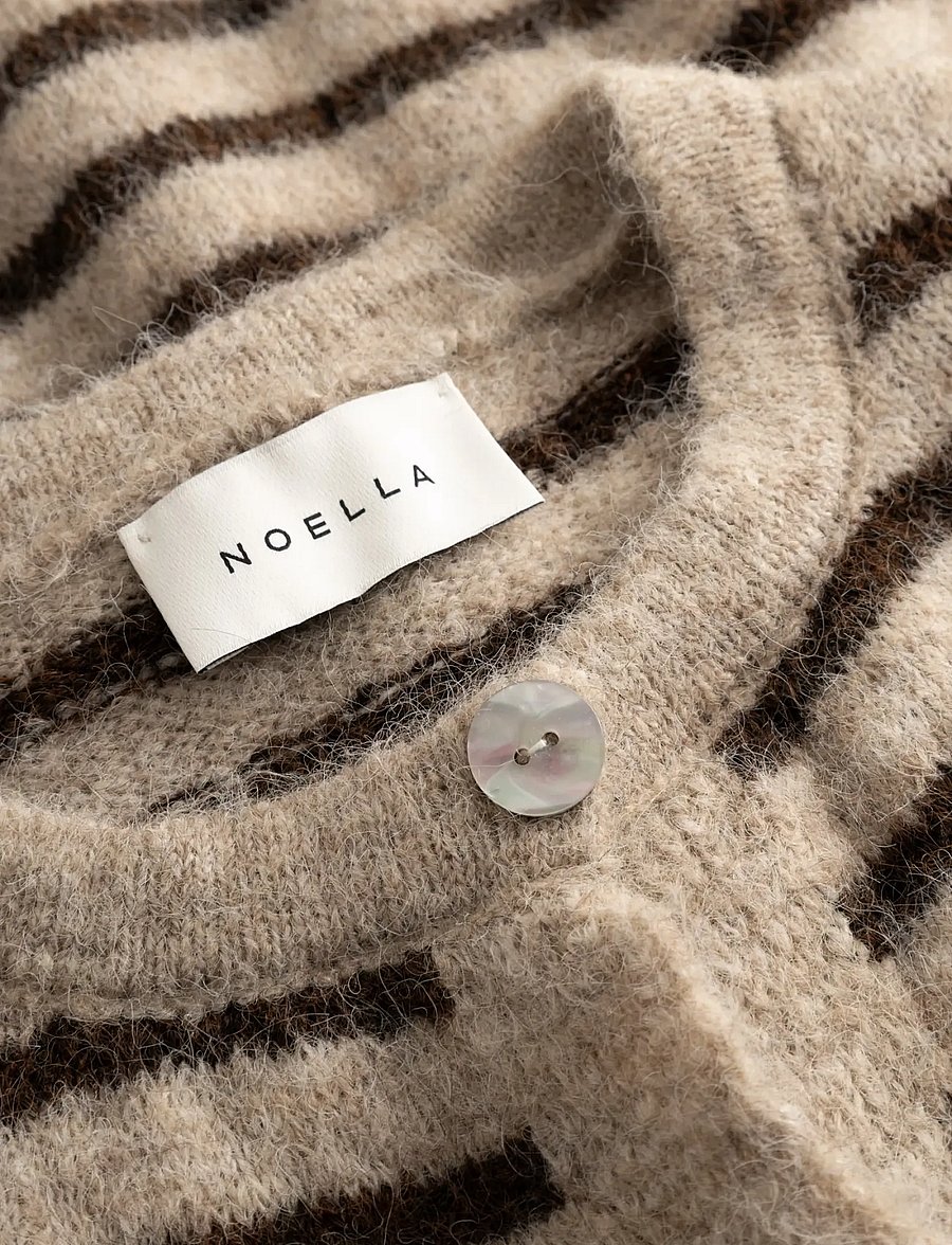 Noella - N-Mertice Knit Cardigan - strickjacken - brown sand stripe - 5