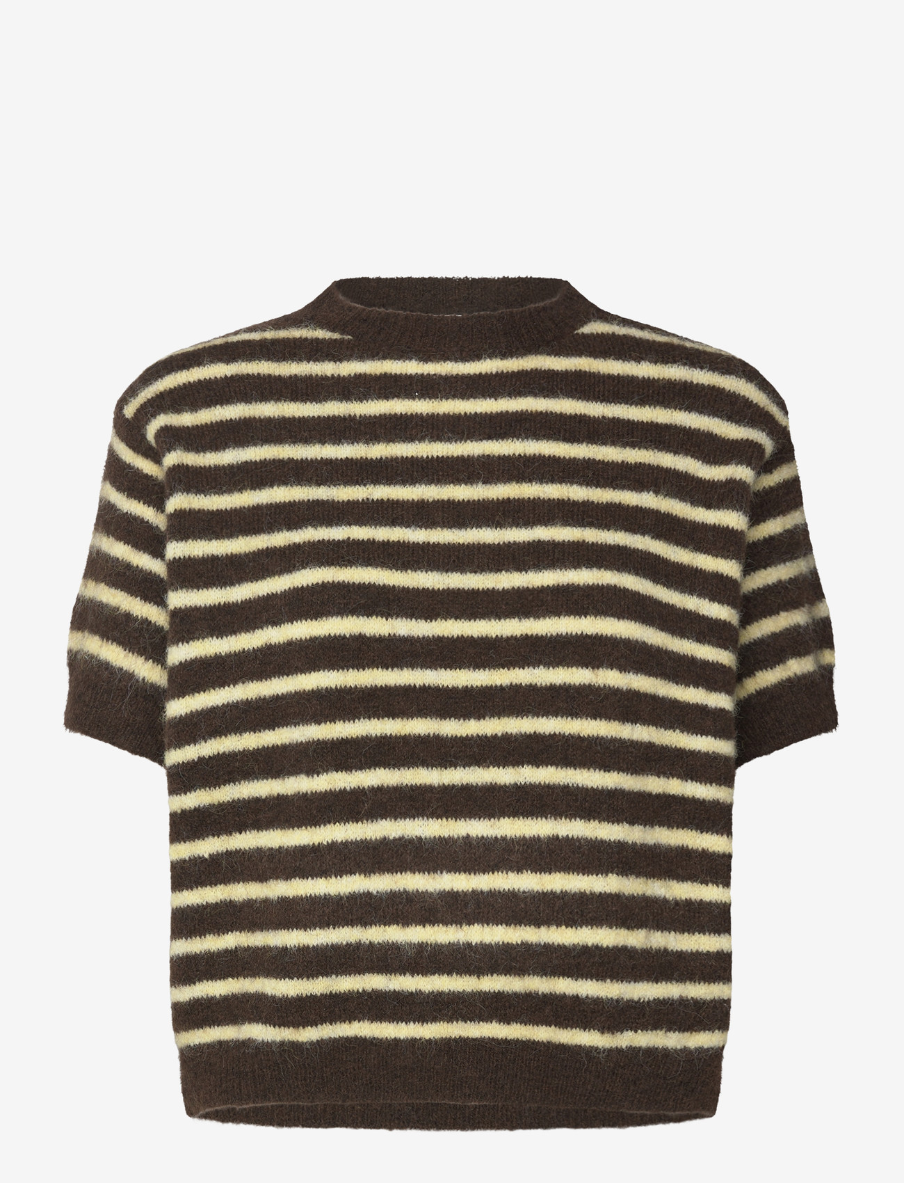 Noella - N-Monikah SS Knit - stickade tröjor - brown yellow stripe - 0