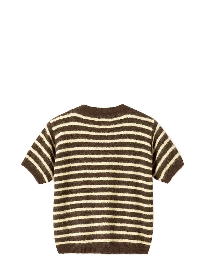 Noella - N-Monikah SS Knit - striktrøjer - brown yellow stripe - 2