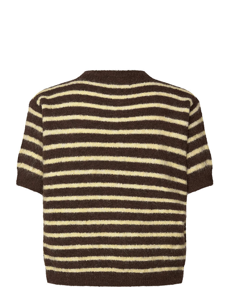 Noella - N-Monikah SS Knit - stickade tröjor - brown yellow stripe - 1