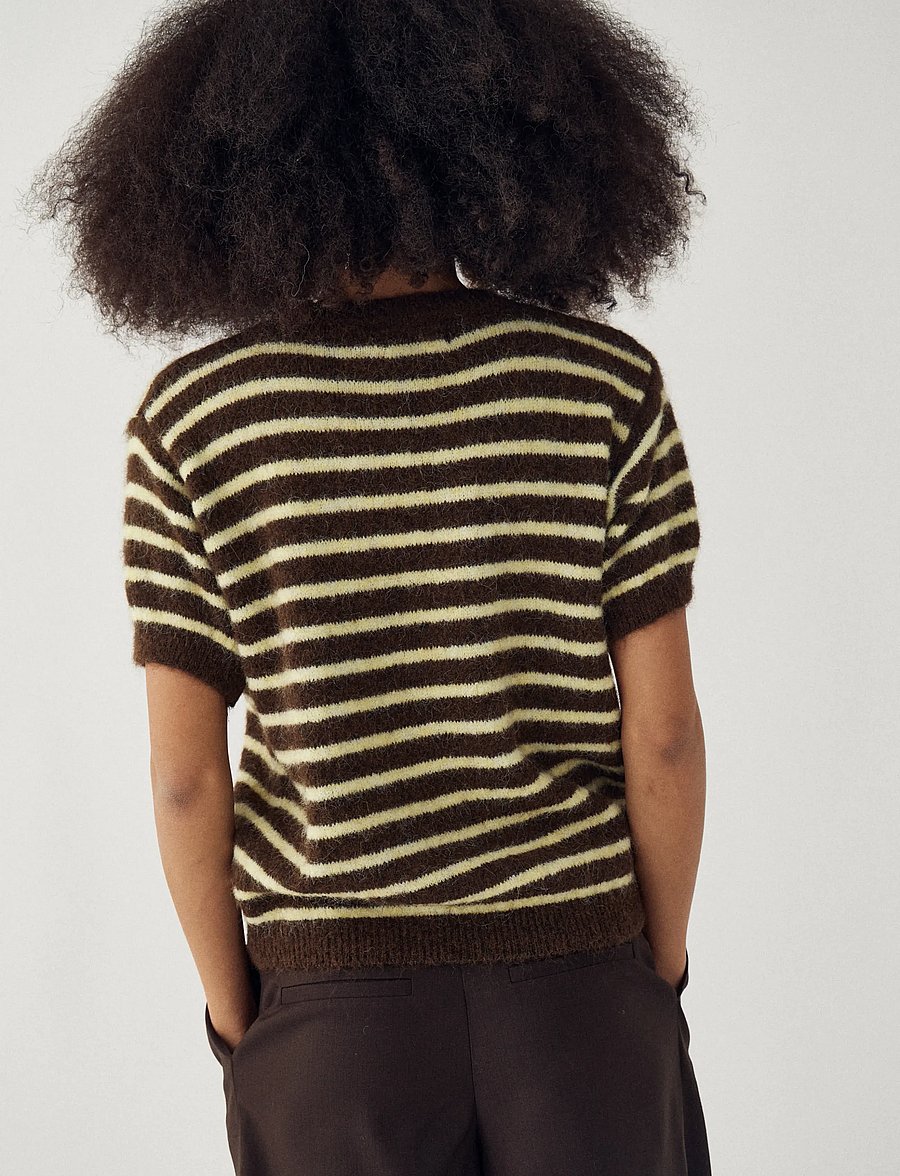 Noella - N-Monikah SS Knit - sviitrid - brown yellow stripe - 5