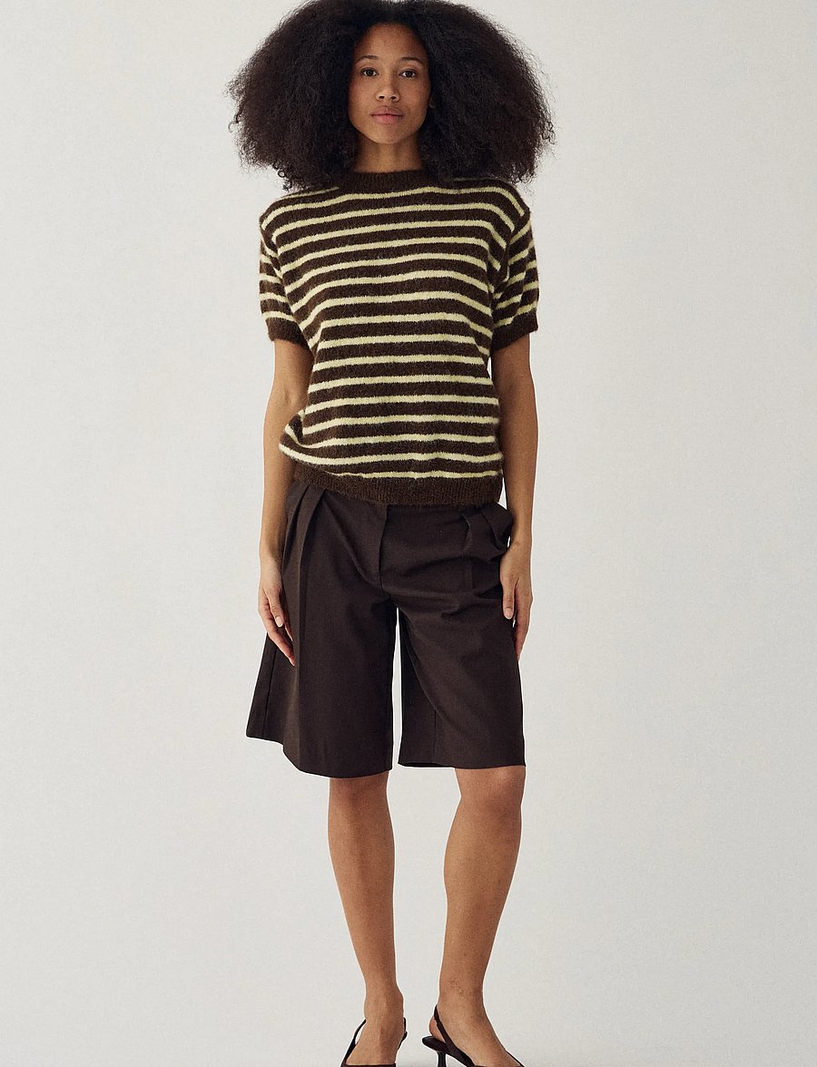 Noella - N-Monikah SS Knit - sviitrid - brown yellow stripe - 0