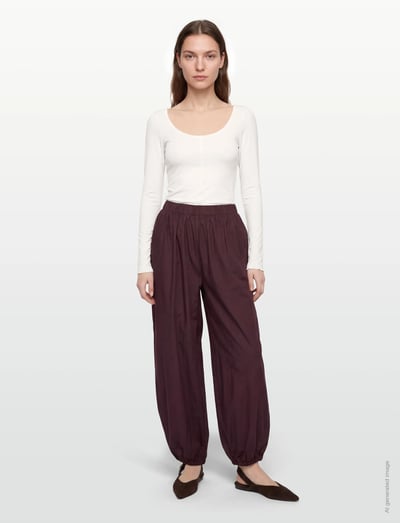 Noella N-Nerine Pants - Wide leg trousers - WINETASTING / burgundy