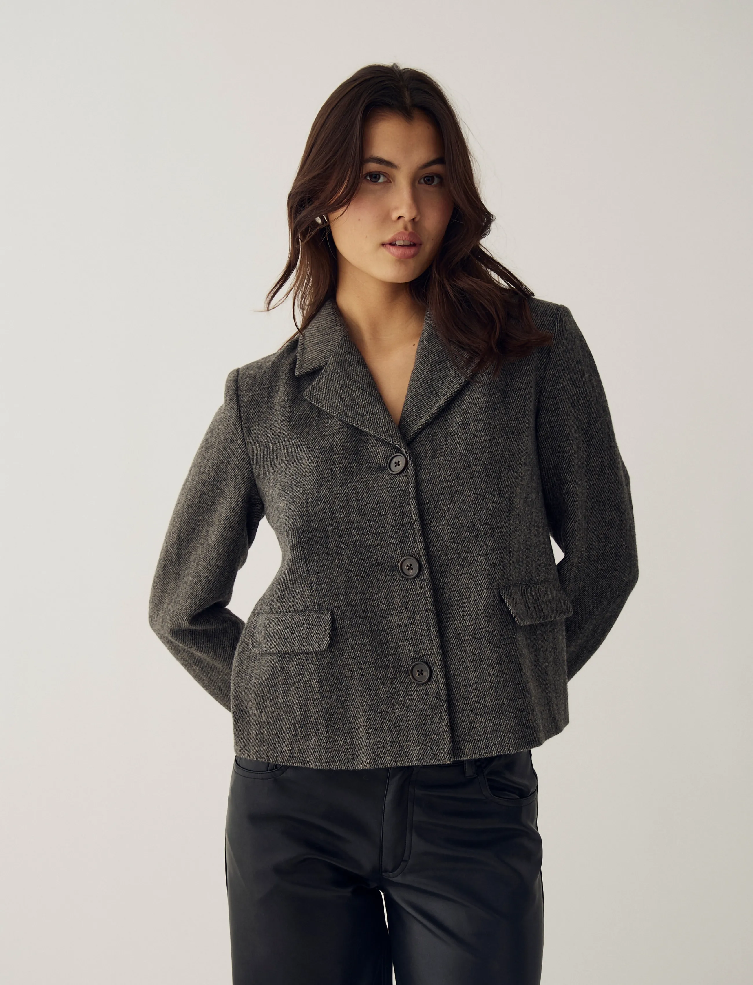 Noella - N-Laurica Jacket - korte blazere - grey brown mix - 0