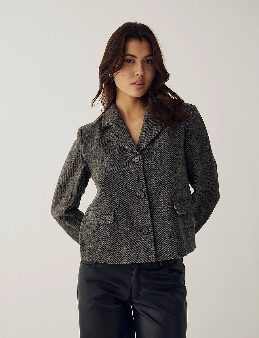 Noella - N-Laurica Jacket - korte blazere - grey brown mix - 0