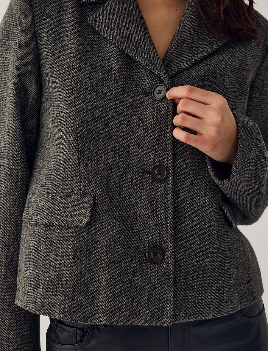 Noella - N-Laurica Jacket - korte blazere - grey brown mix - 4
