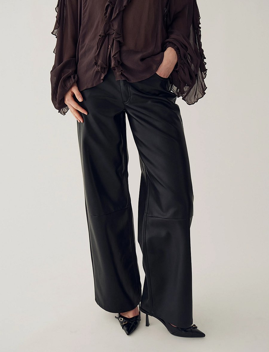 Noella - N-Melo MW Pants - leather trousers - black - 0