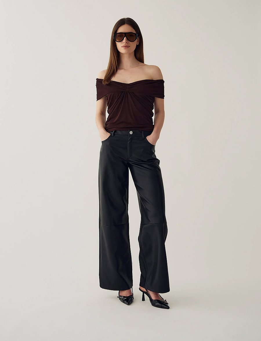 Noella - N-Melo MW Pants - leather trousers - black - 5