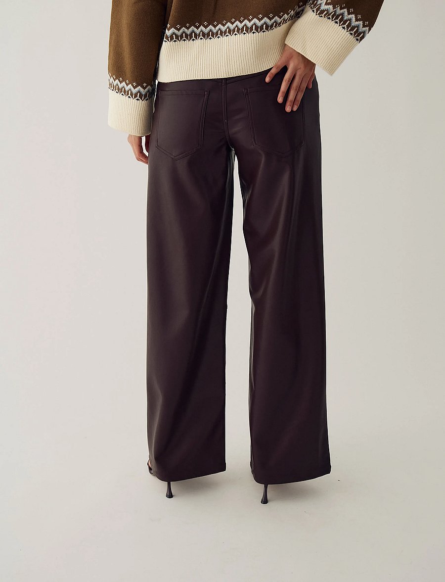 Noella - N-Melo MW Pants - leather trousers - cedar brown - 3