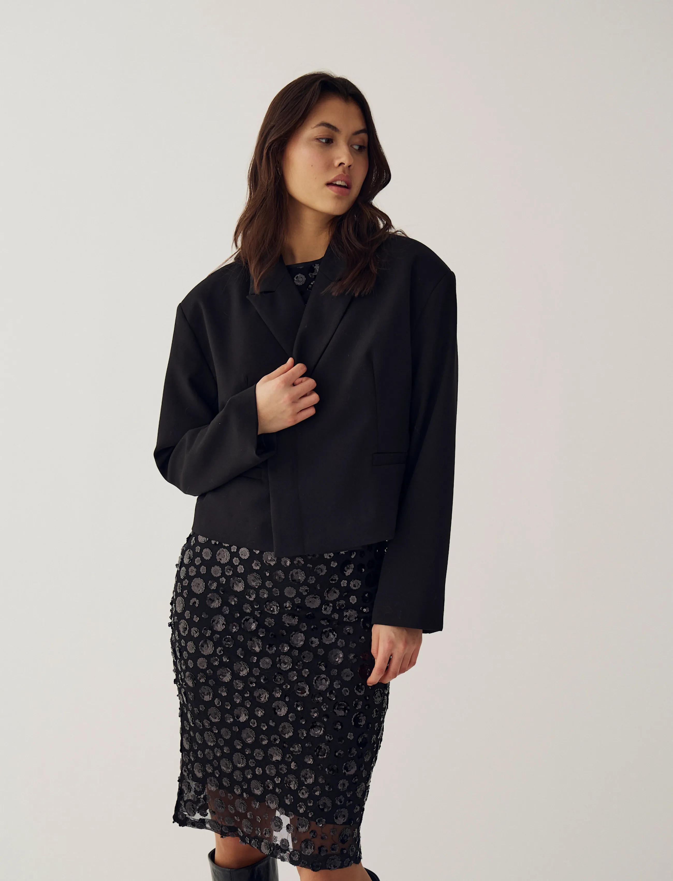 Noella N-Marilda Blazer, Damen, Kurzer Blazer, Schwarz, Gr.M