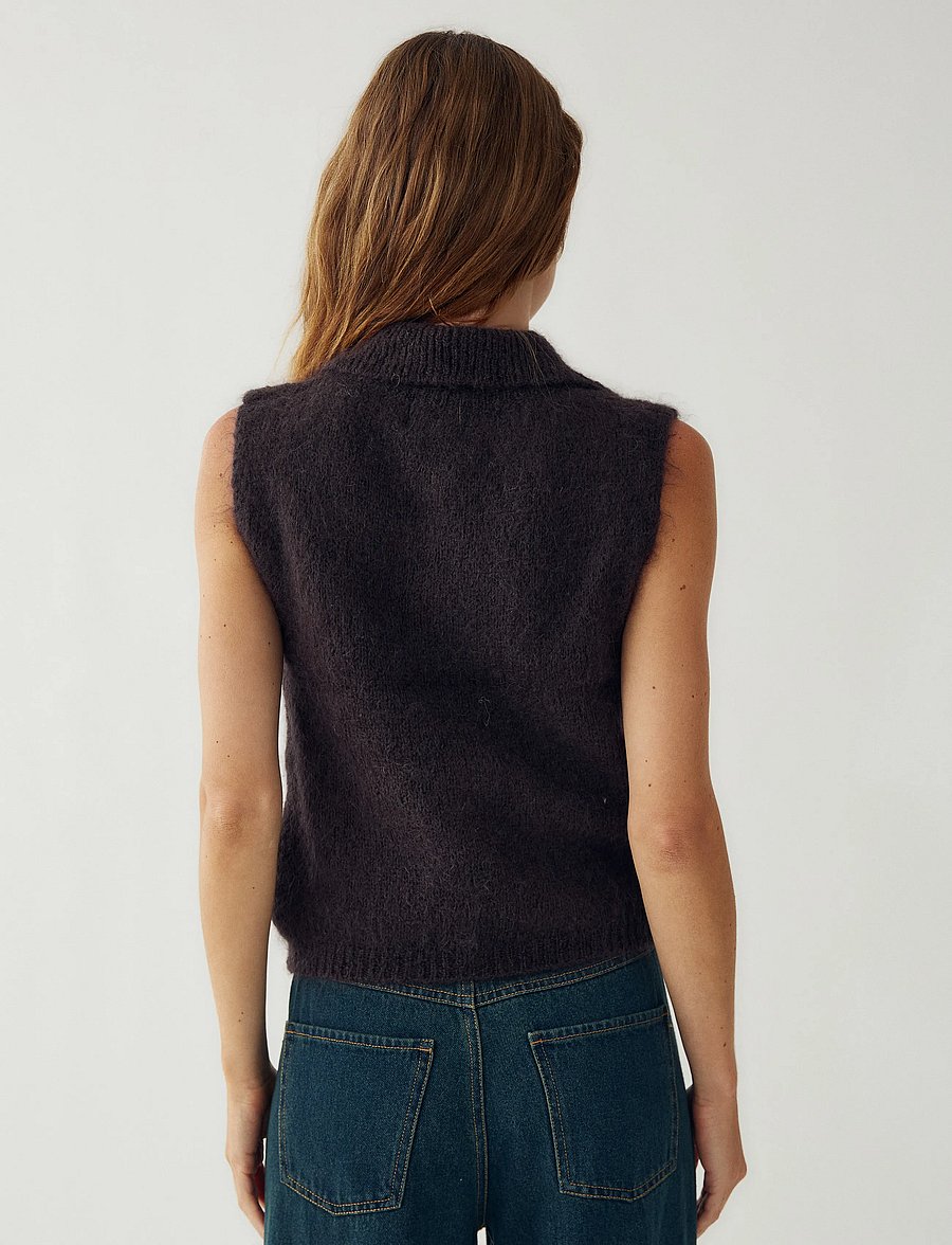 Noella - N-Makana Knit Vest - stickade västar - chocolate brown - 4