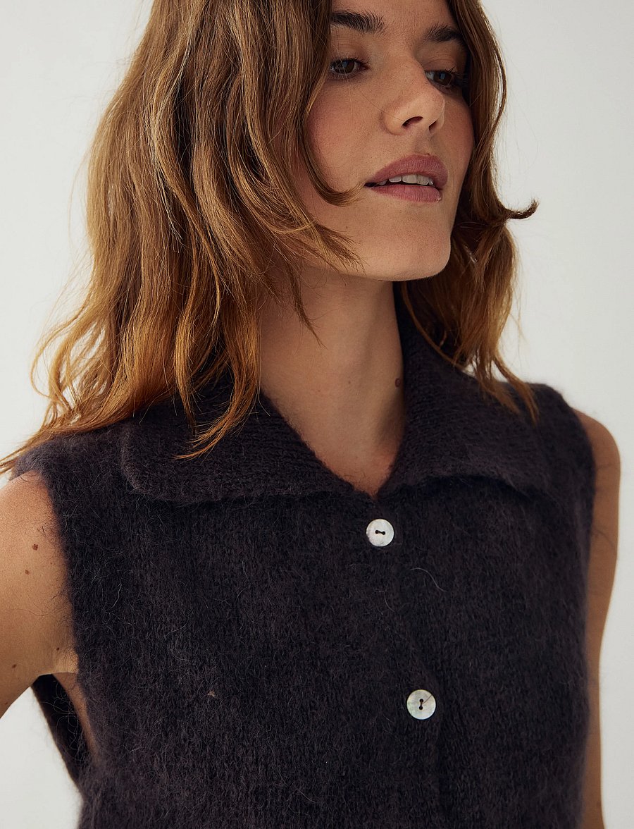 Noella - N-Makana Knit Vest - stickade västar - chocolate brown - 5