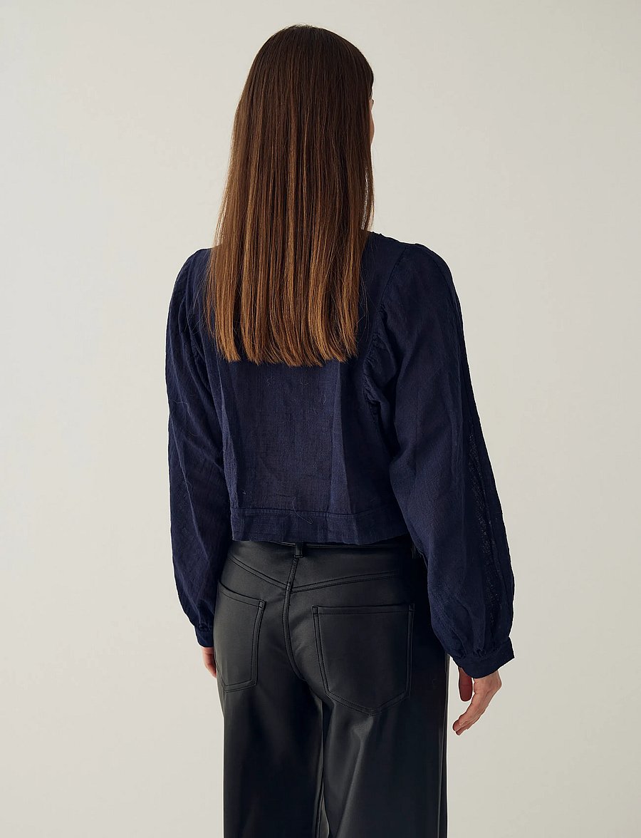 Noella - N-Ludmilla Blouse - långärmade blusar - midnight blue - 4