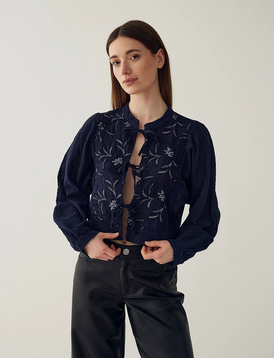 Noella - N-Ludmilla Blouse - långärmade blusar - midnight blue - 0