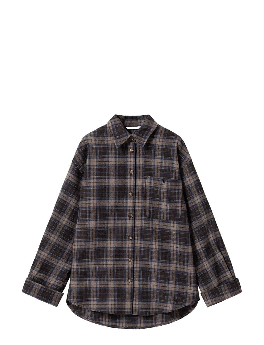 Noella - N-Marlon Shirt - langærmede skjorter - brown blue check - 1