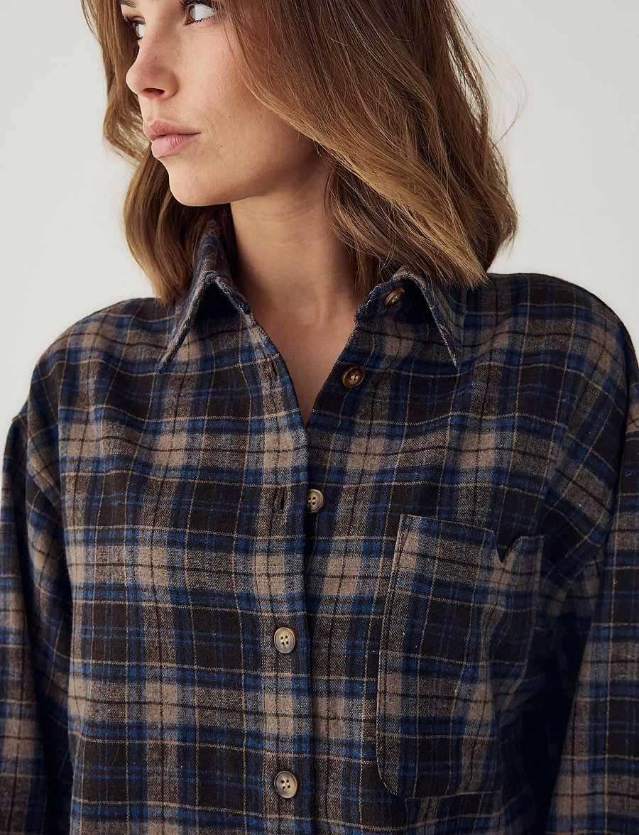 Noella - N-Marlon Shirt - langærmede skjorter - brown blue check - 4