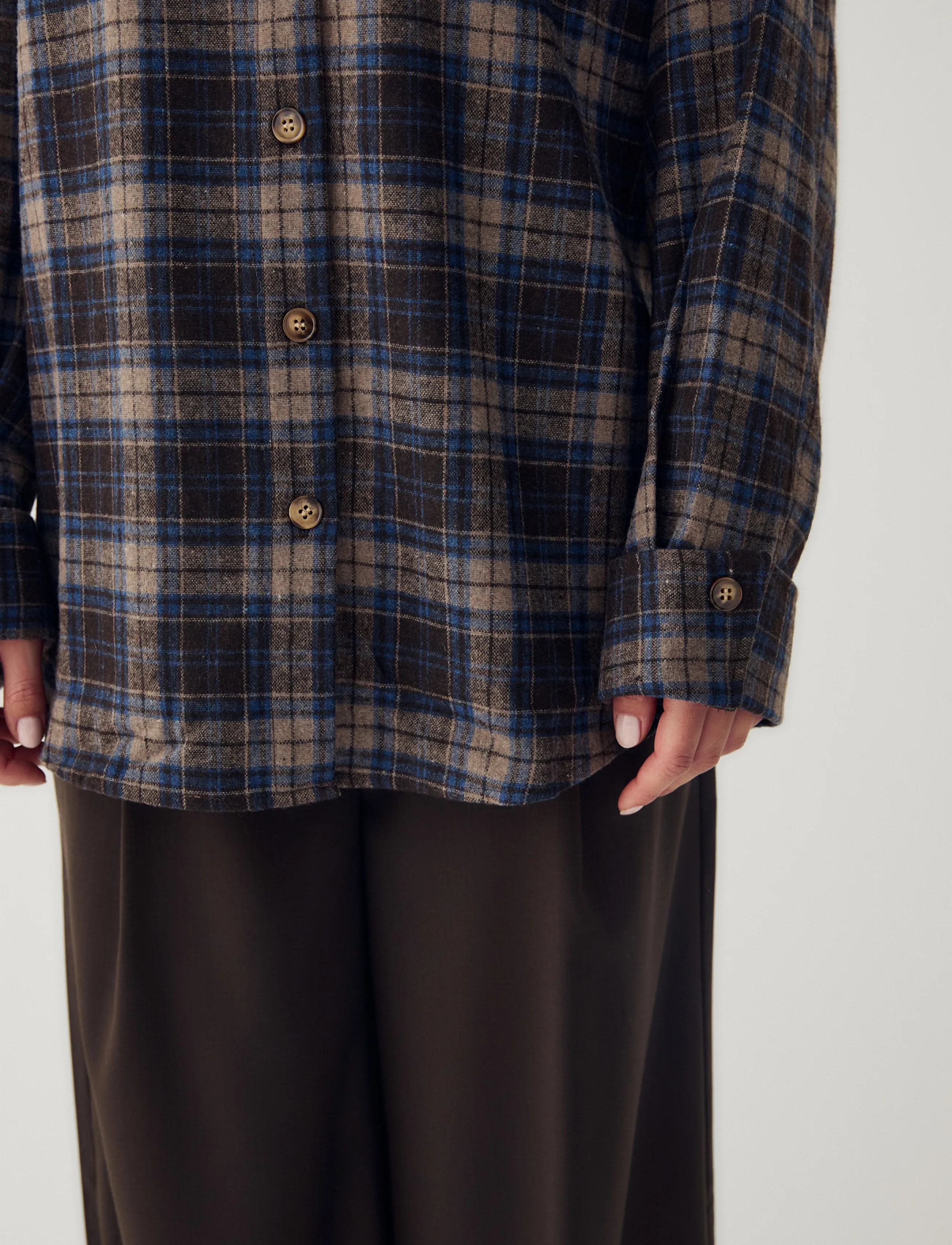 Noella - N-Marlon Shirt - langærmede skjorter - brown blue check - 5