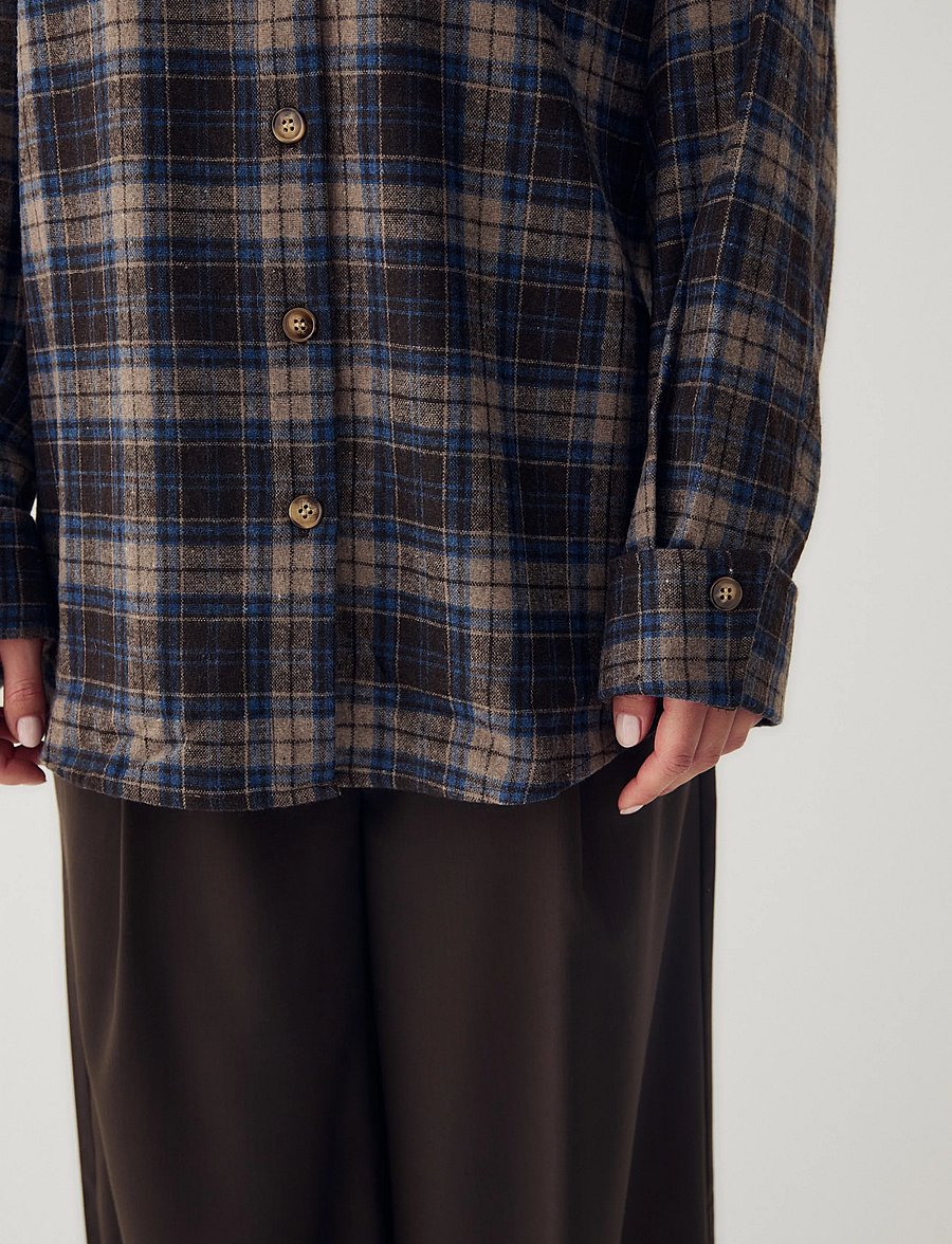 Noella - N-Marlon Shirt - langærmede skjorter - brown blue check - 5