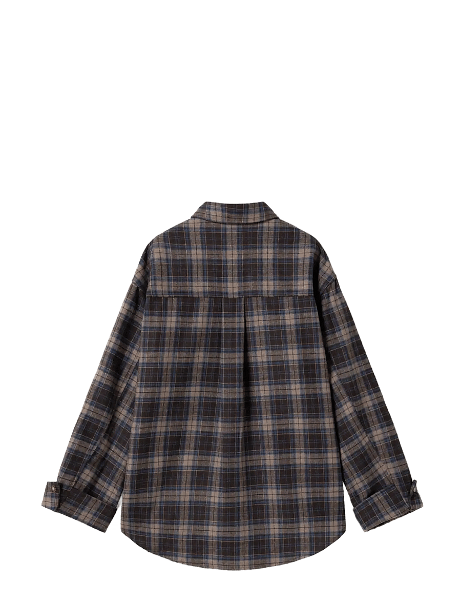 Noella - N-Marlon Shirt - langærmede skjorter - brown blue check - 2