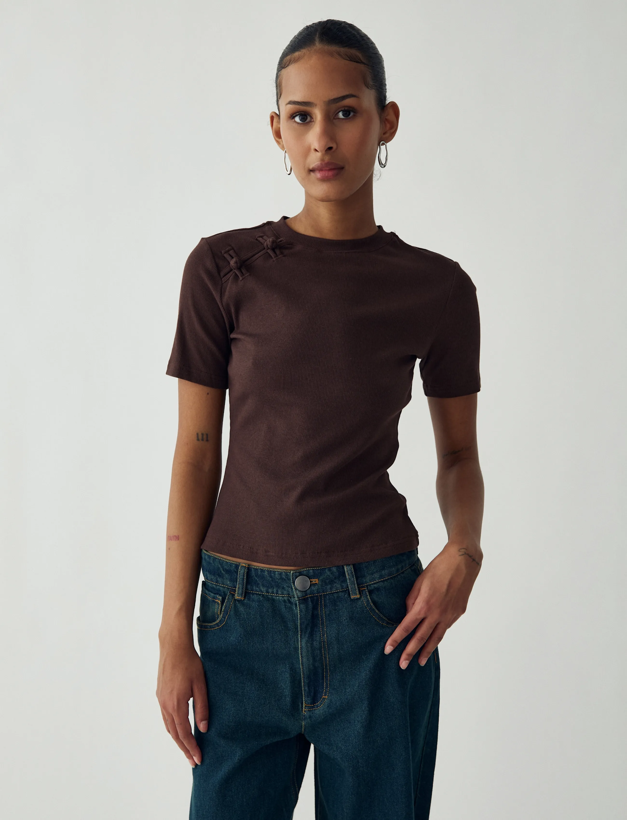 Noella N-Neina Top - T-shirts - CHOCOLATE / brown