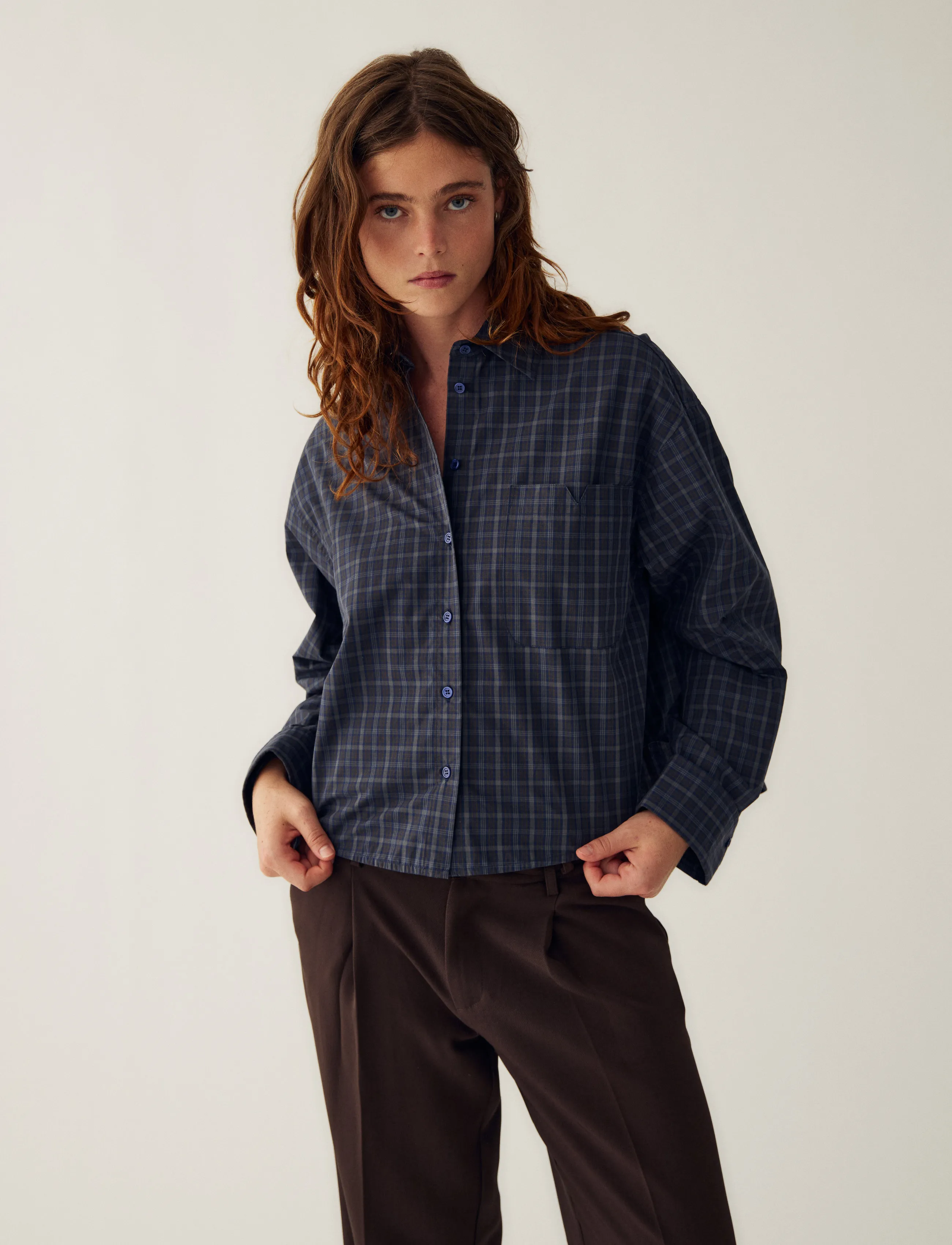 Noella - N-Marlon C Shirt - long-sleeved shirts - dodie brown blue check - 0
